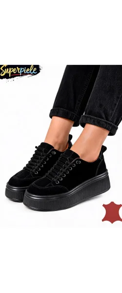 Pantofi Casual Damă din Piele Naturala cu Talpă Înaltă