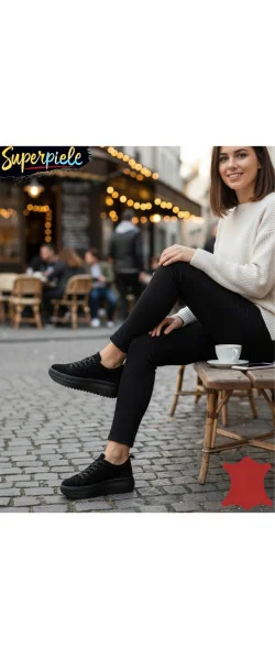 Pantofi casual dama piele naturala cu închidere șireturi ,talpa groasă