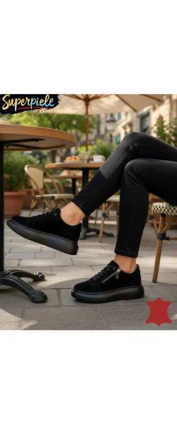 Pantofi casual damă din piele naturală cu fermoar și șiret