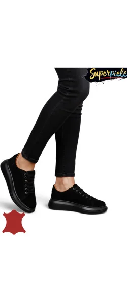 Pantofi damă casual din piele naturală cu talpă groasă
