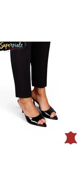 Saboți damă eleganți cu toc subțire, vârf ascuțit, din piele naturală
