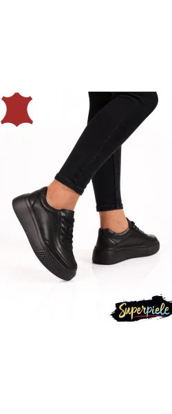 Pantofi casual dama din piele naturală cu talpa groasă