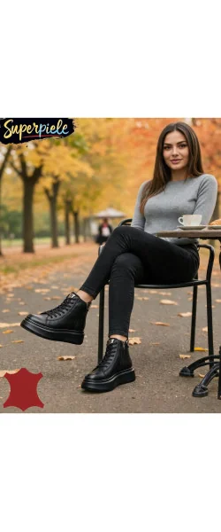 Ghete casual dama piele naturala intoarsa cu talpa groasa de 5 cm