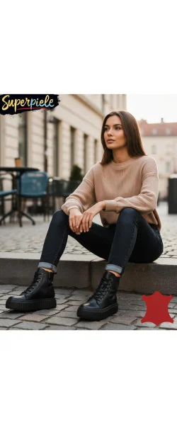 Ghete damă piele naturală cu talpă groasă