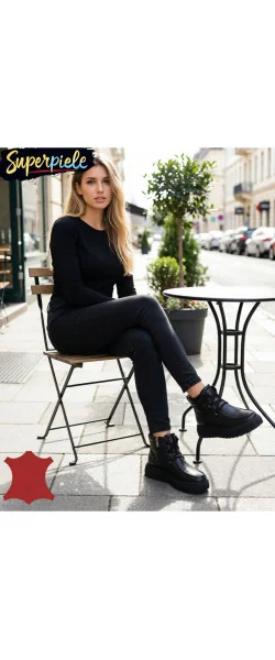 Ghete Damă din Piele Naturală cu Talpă Groasă