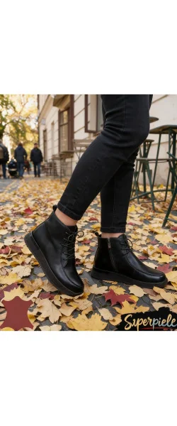 Ghete scurte damă din piele naturală cu vârf rotund