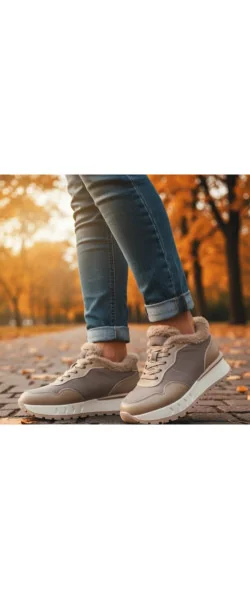 Pantofi de damă casual cu căptușeală din blană, piele, talpă groasă (F001-867)