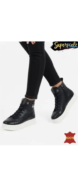 Ghete din piele cu platformă uniformă și căptușeală din blană |ZILAMO|