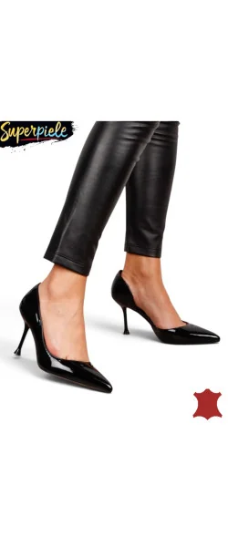 Pantofi Slingback din Piele Naturală Lăcuită – Toc Subțire 9 cm