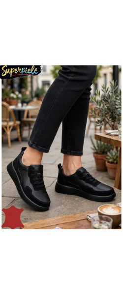 Sneakers din piele naturală și piele întoarsă, cu design modern