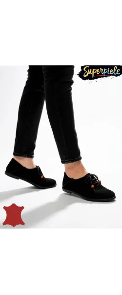 Pantofi Casual din Piele Naturală Întoarsă Cu toc foarte mic de 1,5 cm
