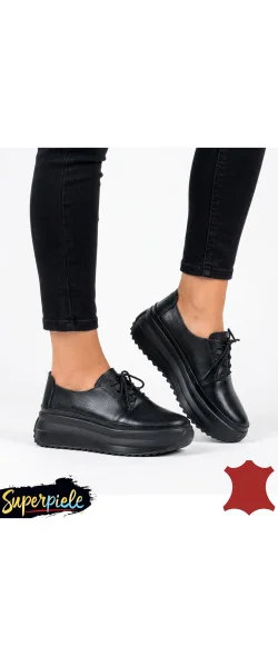 Pantofi casual dama piele naturală cu platformă