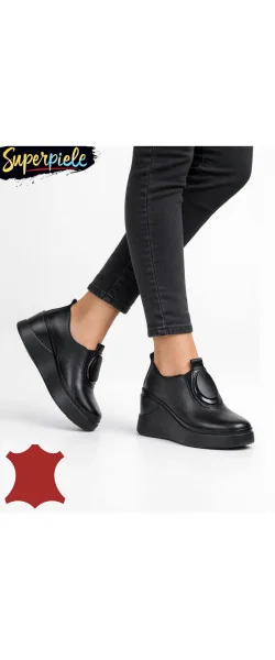 Pantofi casual dama piele naturala grey Leather cu aplicatie metalica