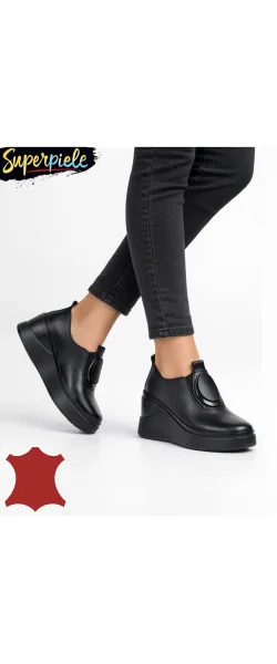Pantofi casual dama piele naturala grey Leather cu aplicatie metalica