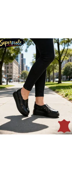 Sneakers dama din piele naturală cu perforație decorative