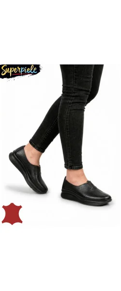 Pantofi casual dama piele naturala cu insertie elastica si inchidere slip-on