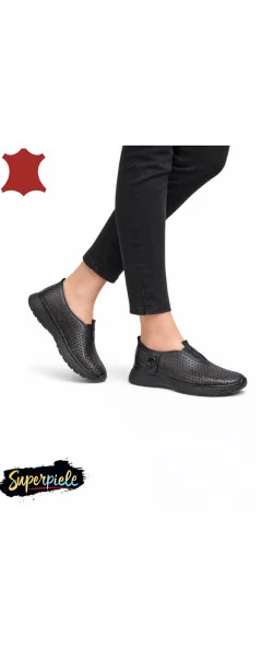 Pantofi casual dama piele naturala perforati cu talpa flexibila