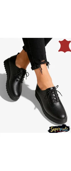 Pantofi casual damă Piele Naturala Perforați Cu Sireturi