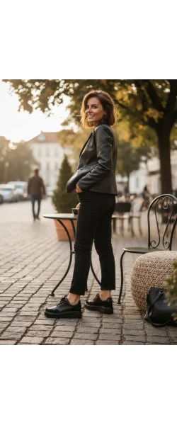 Pantofi casual dama piele naturala cu varf rotund si inchidere sireturi