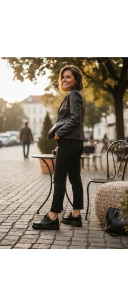 Pantofi casual dama piele naturala cu varf rotund si inchidere sireturi