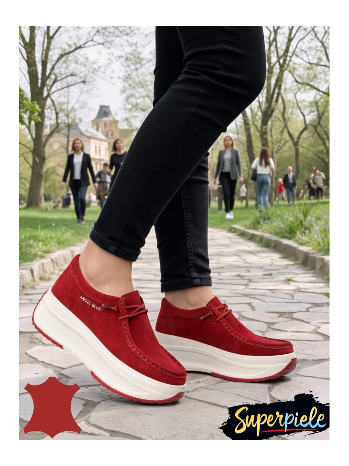 Pantofi Casual Damă din Piele Naturală Întoarsă – Talpă Groasă & Șiret Elastic Pantofi Casual Damă din Piele Naturală Întoarsă – Talpă Groasă & Șiret Elastic