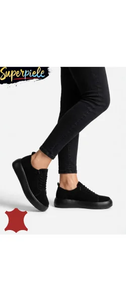 Pantofi casual damă din piele întoarsă naturală cu talpă groasă