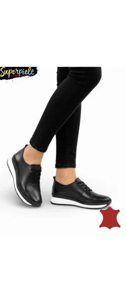 Pantofi casual damă comozi din piele naturală moale cu șireturi