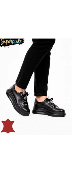 Pantofi casual dama la modă din piele naturala cu talpa groasa