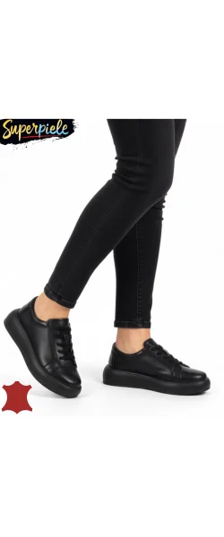 Sneakers dama casual din piele naturala cu inchidere siret ,talpa groasă
