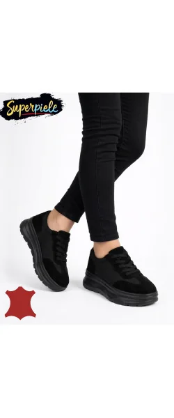 Pantofi casual dama piele naturala intoarsa ,cu talpa groasă Inchidere siret