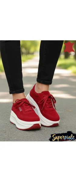Pantofi Casual Damă din Piele Naturală Întoarsă Cu talpă înaltă