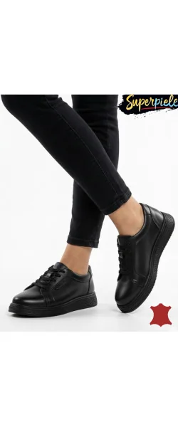 PANTOFI CASUAL DAMĂ COMOZI DIN PIELE NATURALĂ CU ȘIRETURI