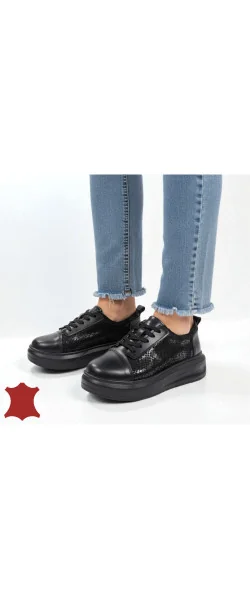 PANTOFI CASUAL DAMĂ DIN PIELE NATURALĂ, CU MODEL LUCIOS