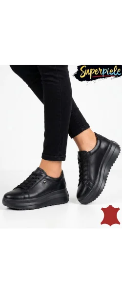 Sneakers dama piele naturala Khaki cu inimioara metalica