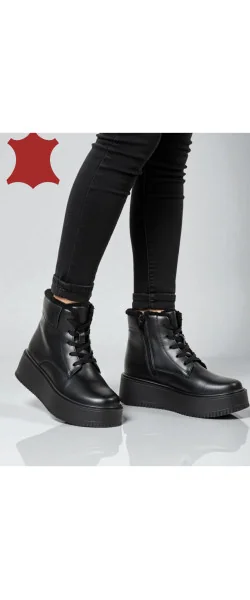 Ghete dama piele naturala negre T7018