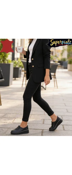 Pantofi casual damă din piele naturală Fără șireturi cu detaliu decorativ