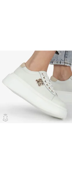 Pantofi Casual Dama |NESKY| din Piele Naturală cu Aplicație Metalică și Sireturi