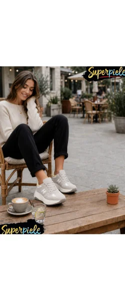 Sneakers Damă la modă din Piele Naturală cu Talpă groasă