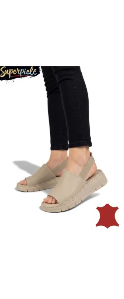 Sandale damă moderne din piele naturală cu elastic și talpă groasă
