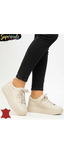 Pantofi casual din piele naturală pentru femei cu talpă groasă