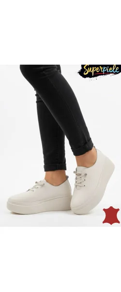 pantofi casual Dama Piele naturală cu talpa înaltă închidere cu șireturi elastice
