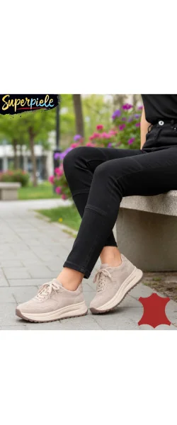 Pantofi Casual Damă din Piele Naturală Întoarsă Super ușori