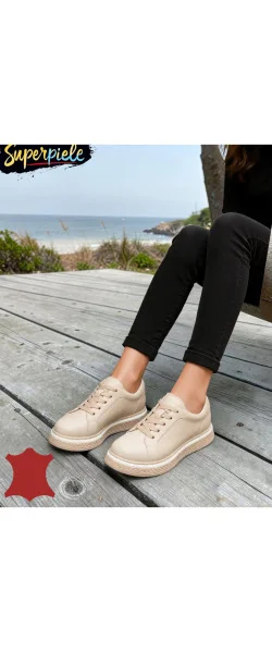 PANTOFI CASUAL DAMĂ COMOZI DIN PIELE NATURALĂ CU ȘIRETURI