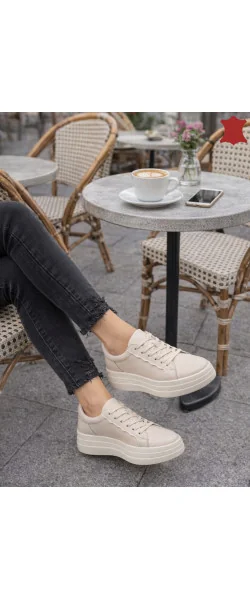 Pantofi casual dama piele naturala cu talpa inalta