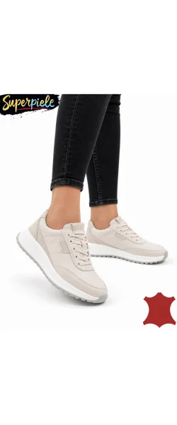 Sneakers din piele naturală – talpă groasă 4 cm