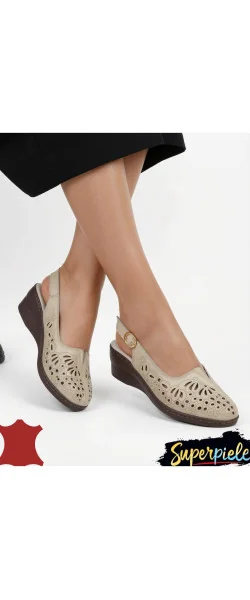 Sandalele din piele naturală cu talpă comodă De 4 cm
