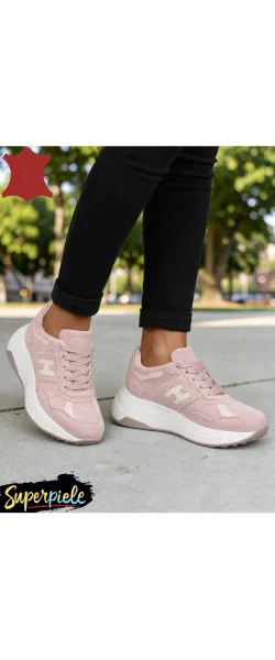 Sneakers Damă la modă din Piele Naturală cu Talpă groasă