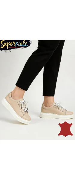 Pantofi casual piele naturala cu varf rotund Si talpa alba