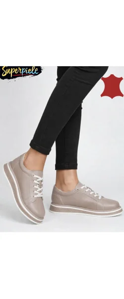 PANTOFI CASUAL DAMĂ COMOZI DIN PIELE NATURALĂ CU ȘIRETURI