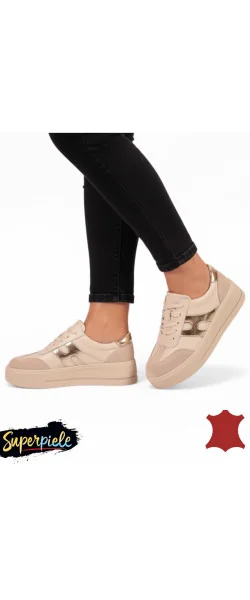 Pantofi casual din piele albi și grey Leather pentru femei T-8076